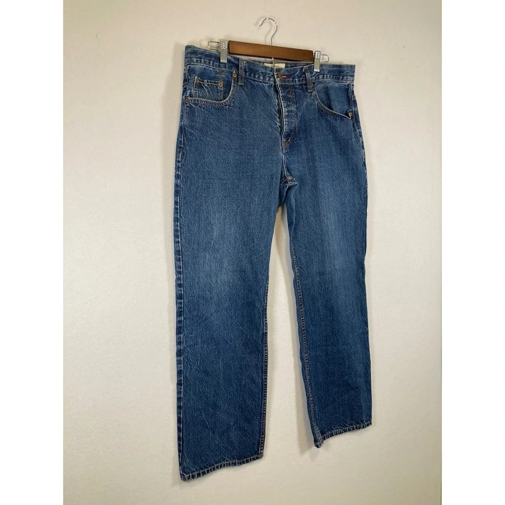 Aeropostale Essex Straight‎ Leg Jeans Womens 36x32 Blue Medium Wash Button Fly